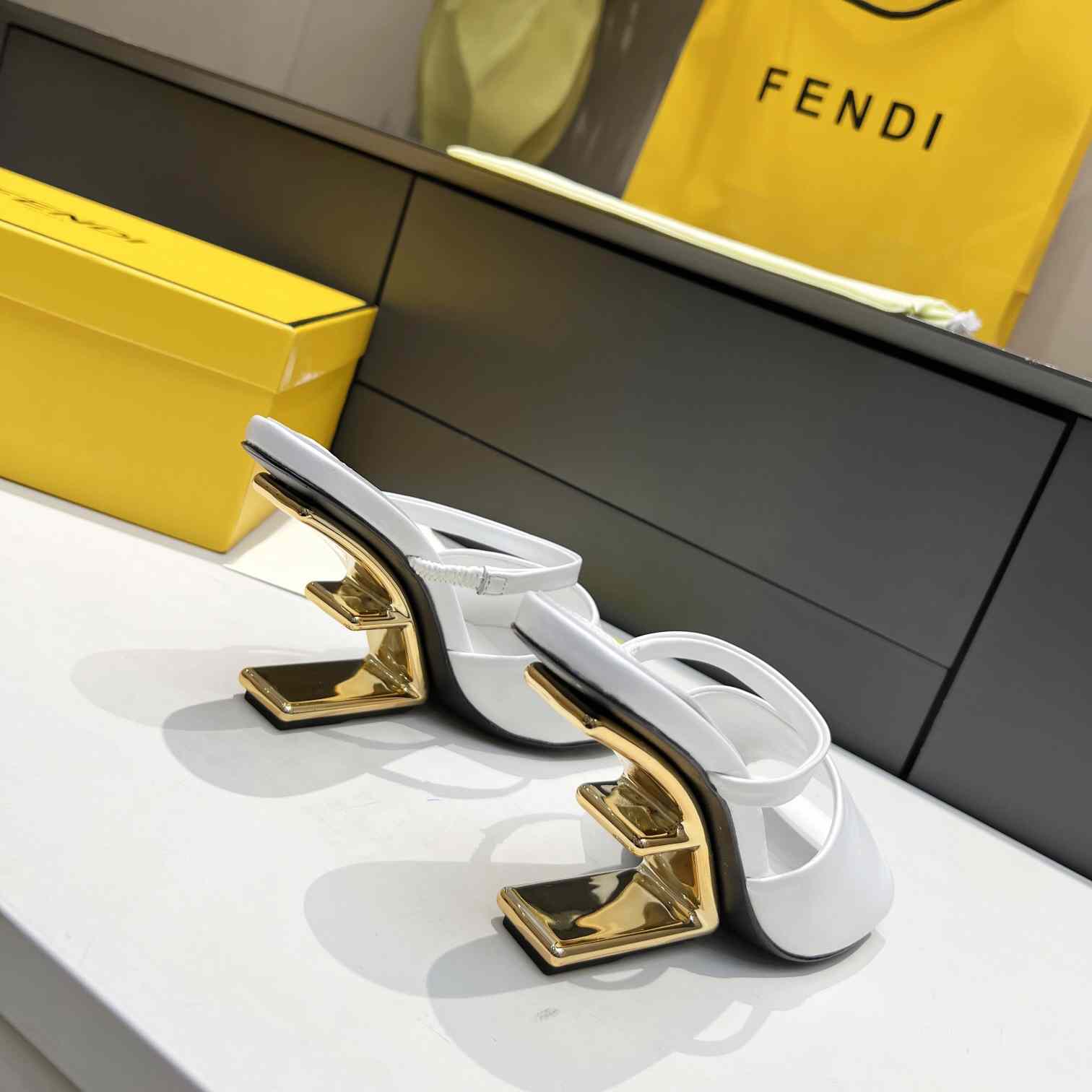Fendi First White Leather High-Heeled Sandals - FashionPlug