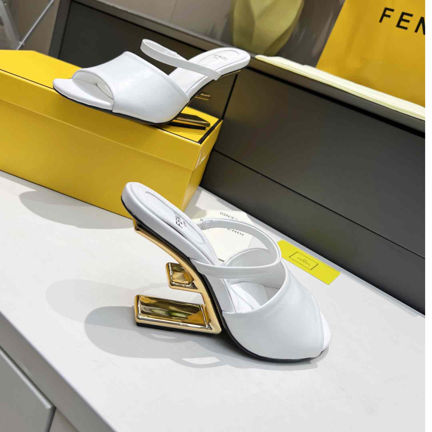 Fendi First White Leather High-Heeled Sandals - FashionPlug