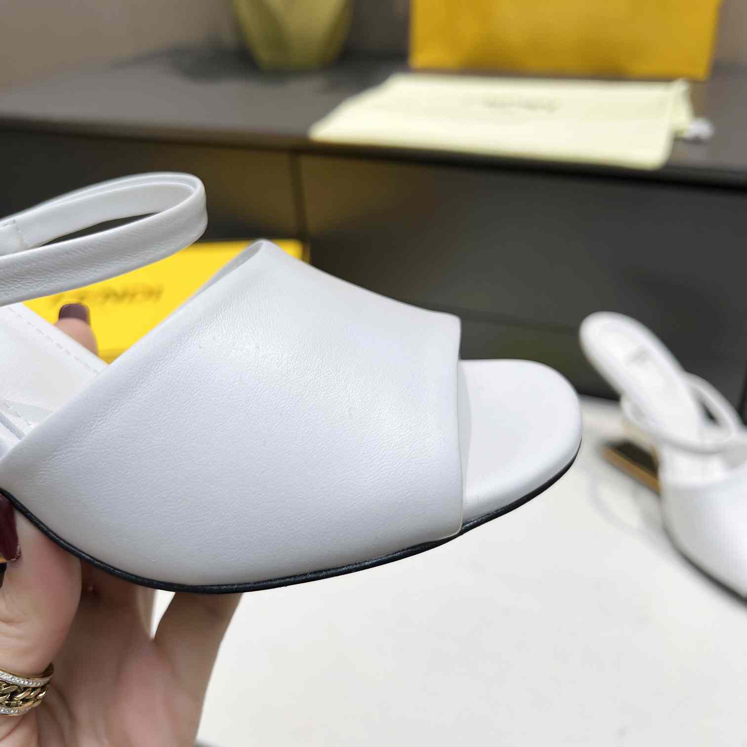 Fendi First White Leather High-Heeled Sandals - FashionPlug