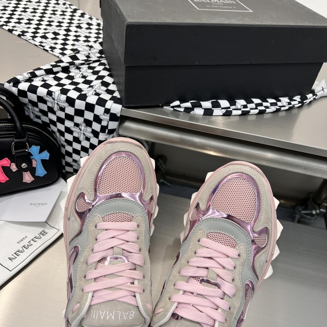 Balmain B-East Trainer In leather, Suede And Mesh - FashionPlug