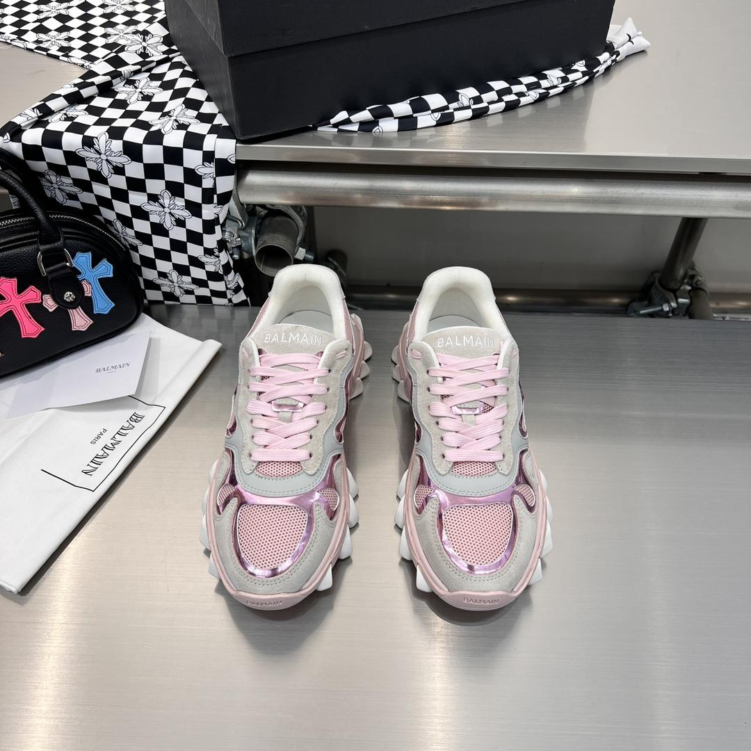 Balmain B-East Trainer In leather, Suede And Mesh - FashionPlug