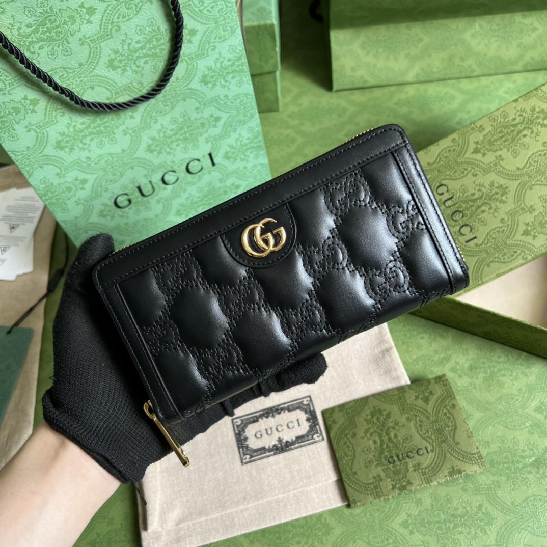 Gucci GG Matelasse Zip-around Wallet - FashionPlug