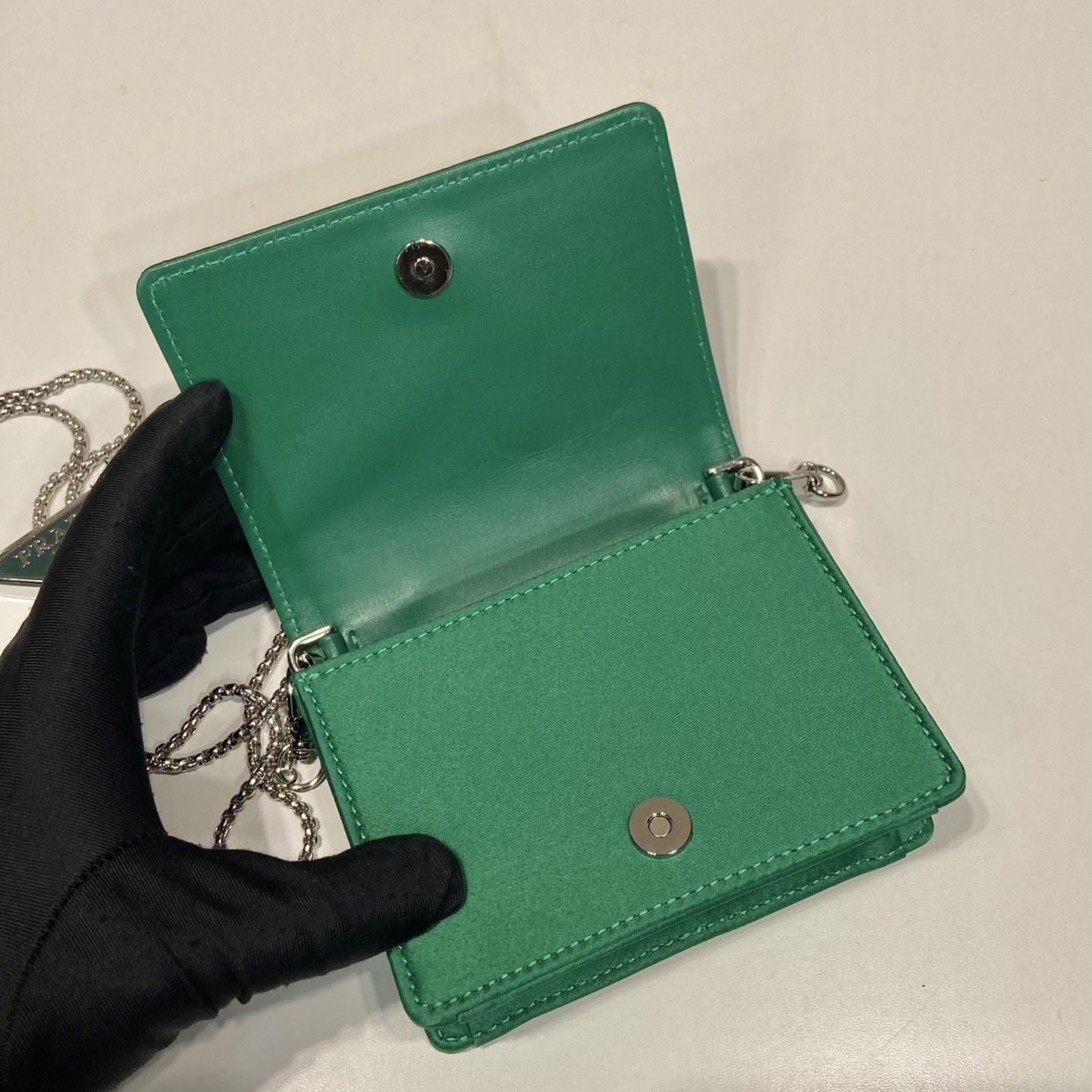 Prada Cardholder With Shoulder Strap And Crystals - FashionPlug