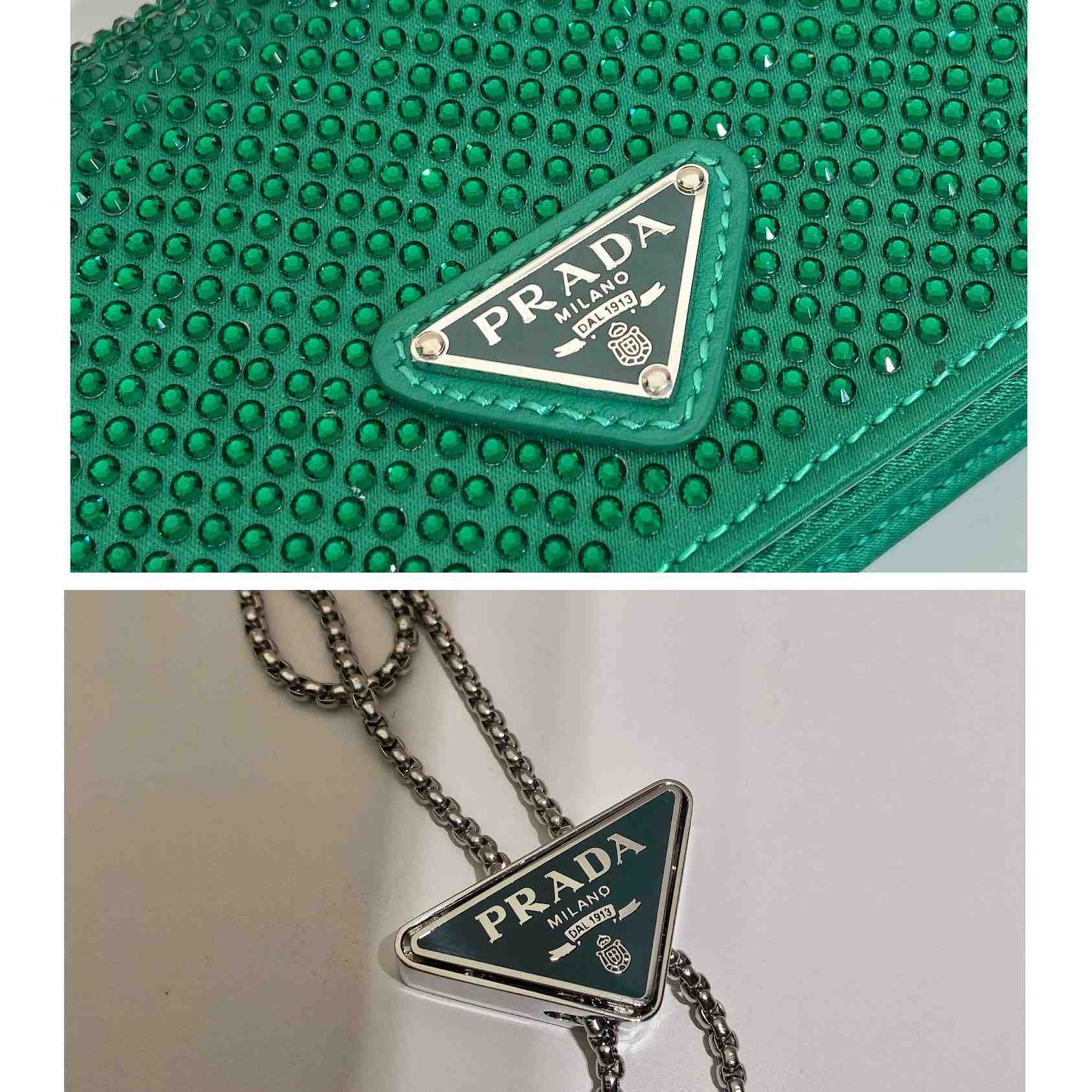 Prada Cardholder With Shoulder Strap And Crystals - FashionPlug