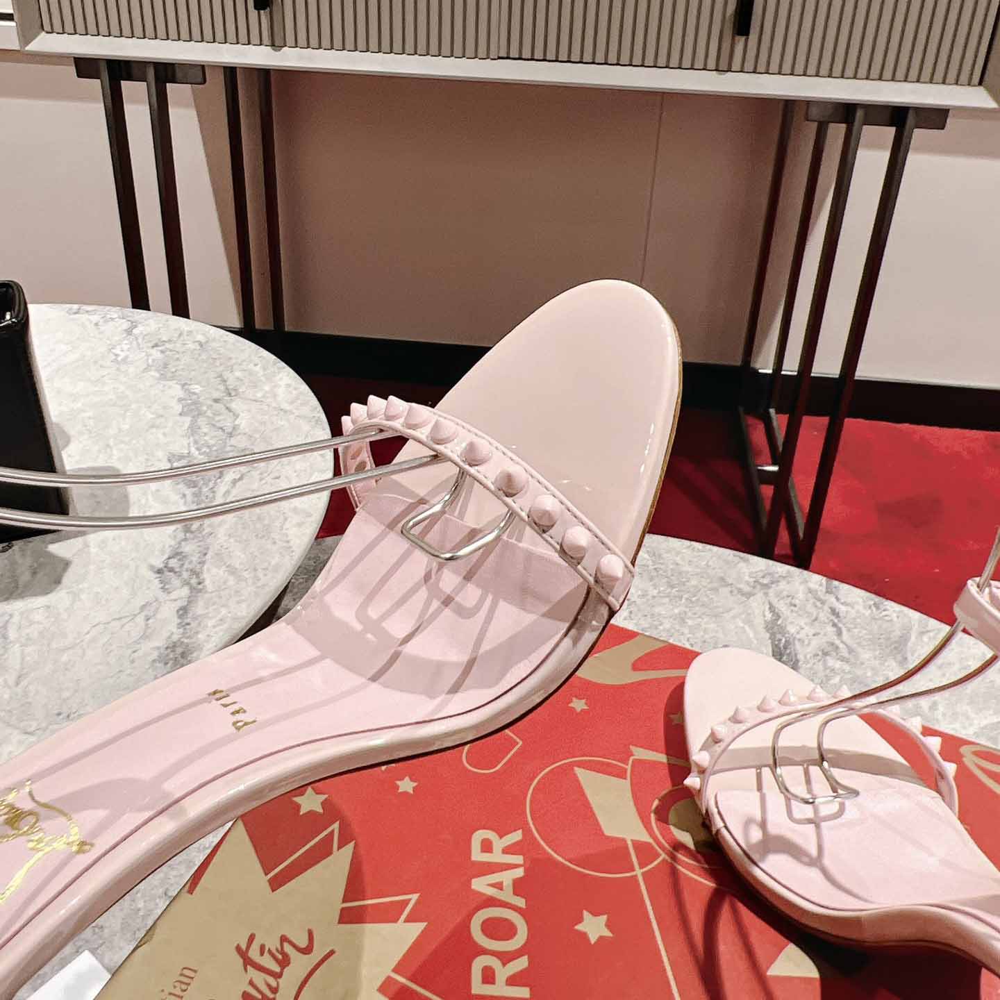Christian Louboutin Nudes Rosalie Leather Sandals - FashionPlug