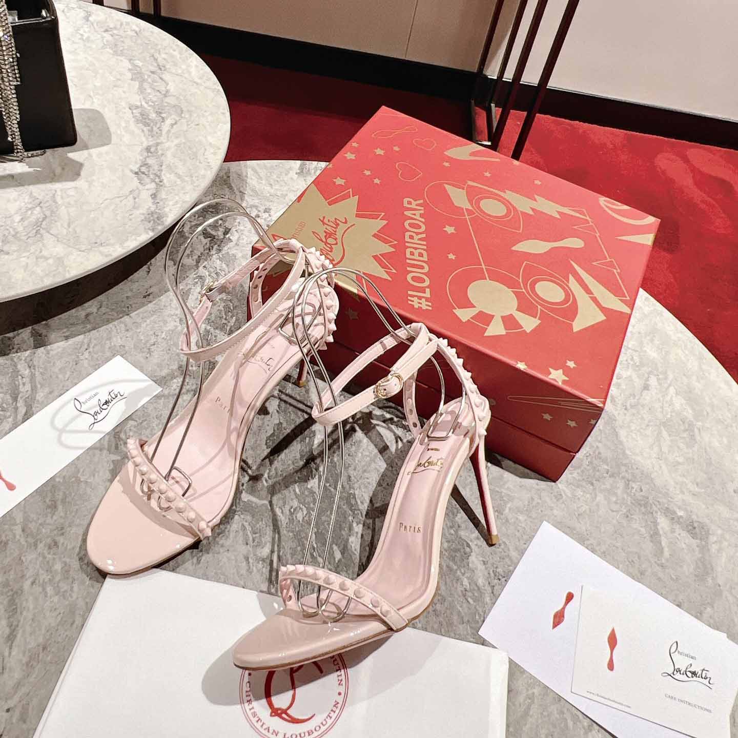 Christian Louboutin Nudes Rosalie Leather Sandals - FashionPlug