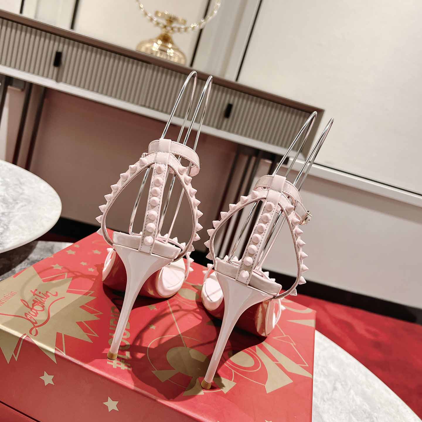 Christian Louboutin Nudes Rosalie Leather Sandals - FashionPlug
