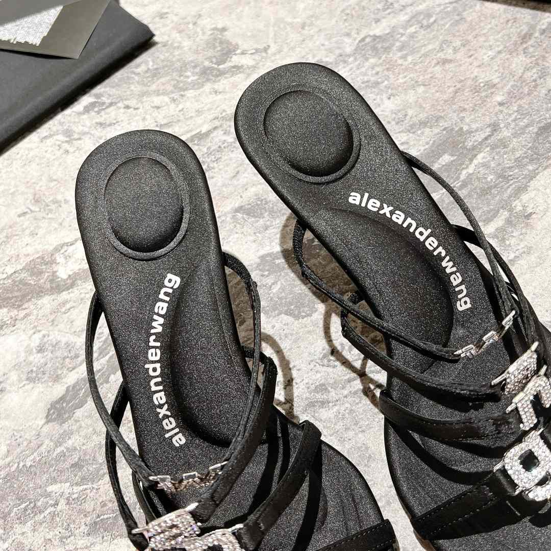 Alexander Wang Nala 65/80 Logo Sandal In Satin - FashionPlug