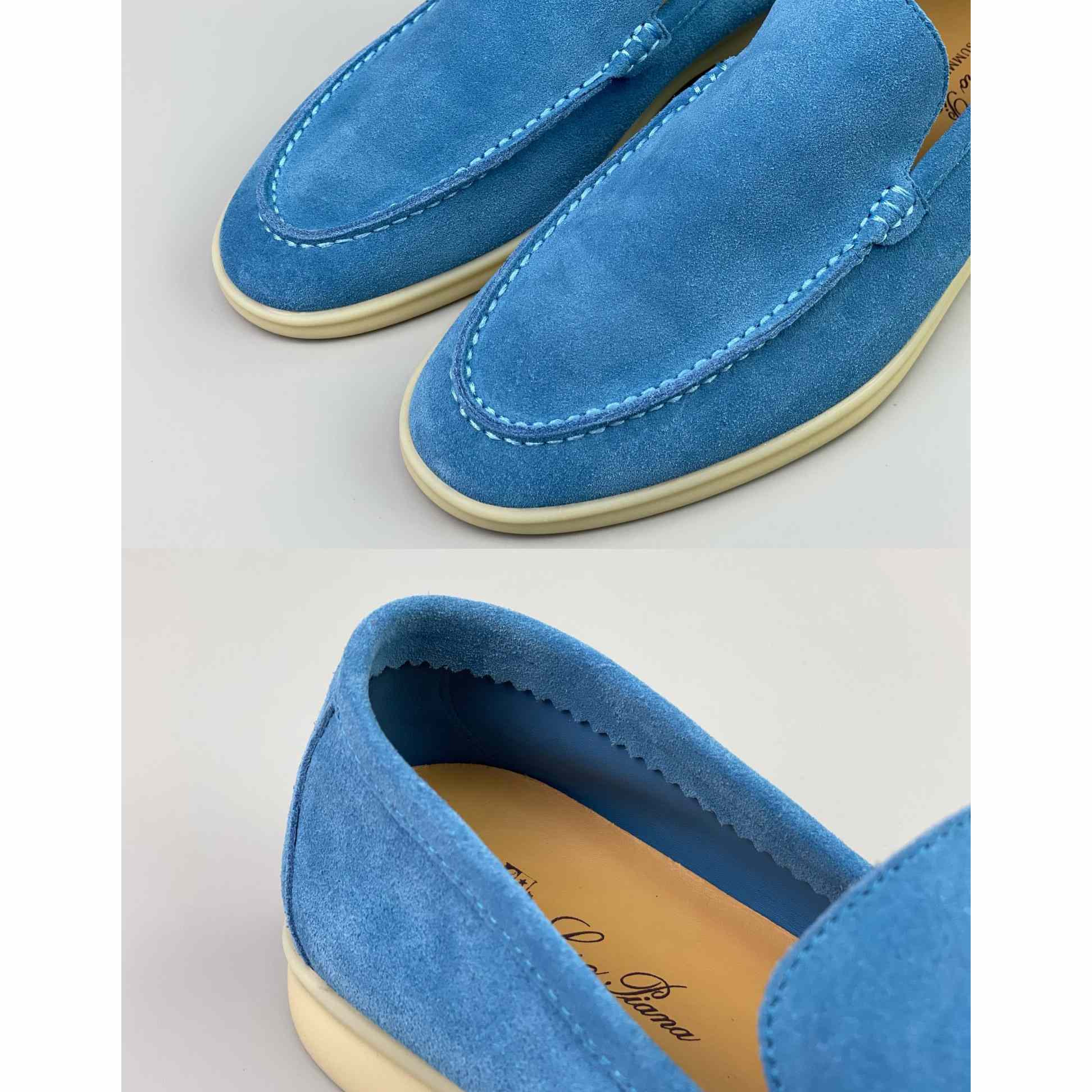 Loro Piana Summer Walk Loafers In Blue - FashionPlug