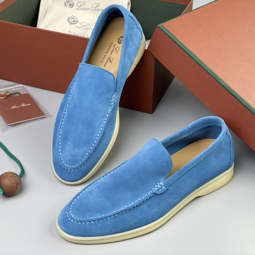 Loro Piana Summer Walk Loafers In Blue - FashionPlug
