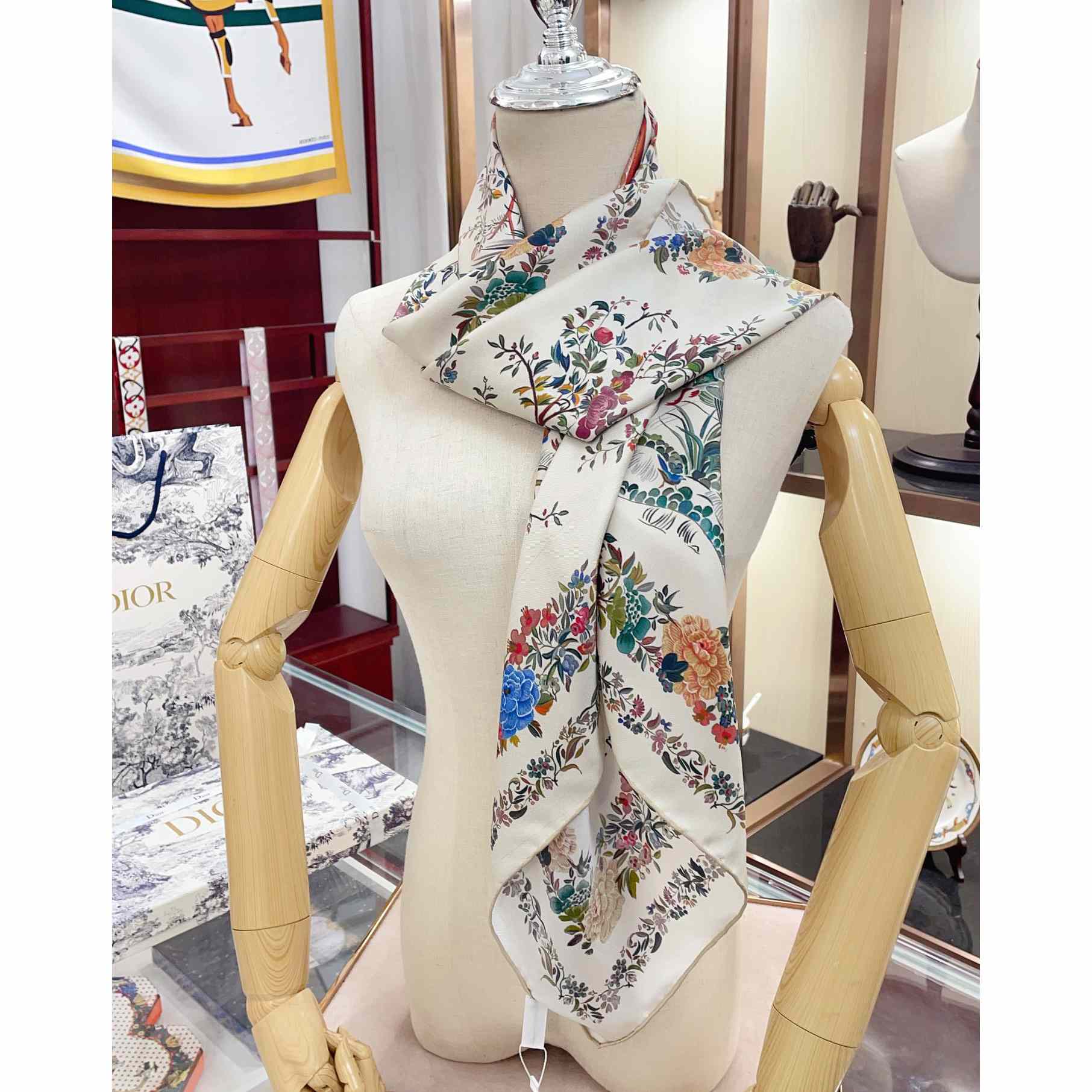 Dior Jardin d'Hiver 90 Square Scarf - FashionPlug