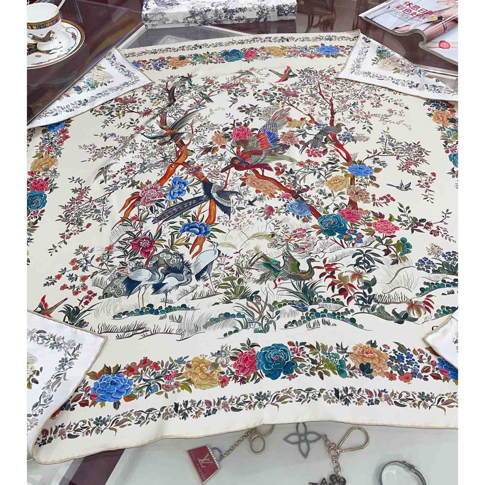 Dior Jardin d'Hiver 90 Square Scarf - FashionPlug