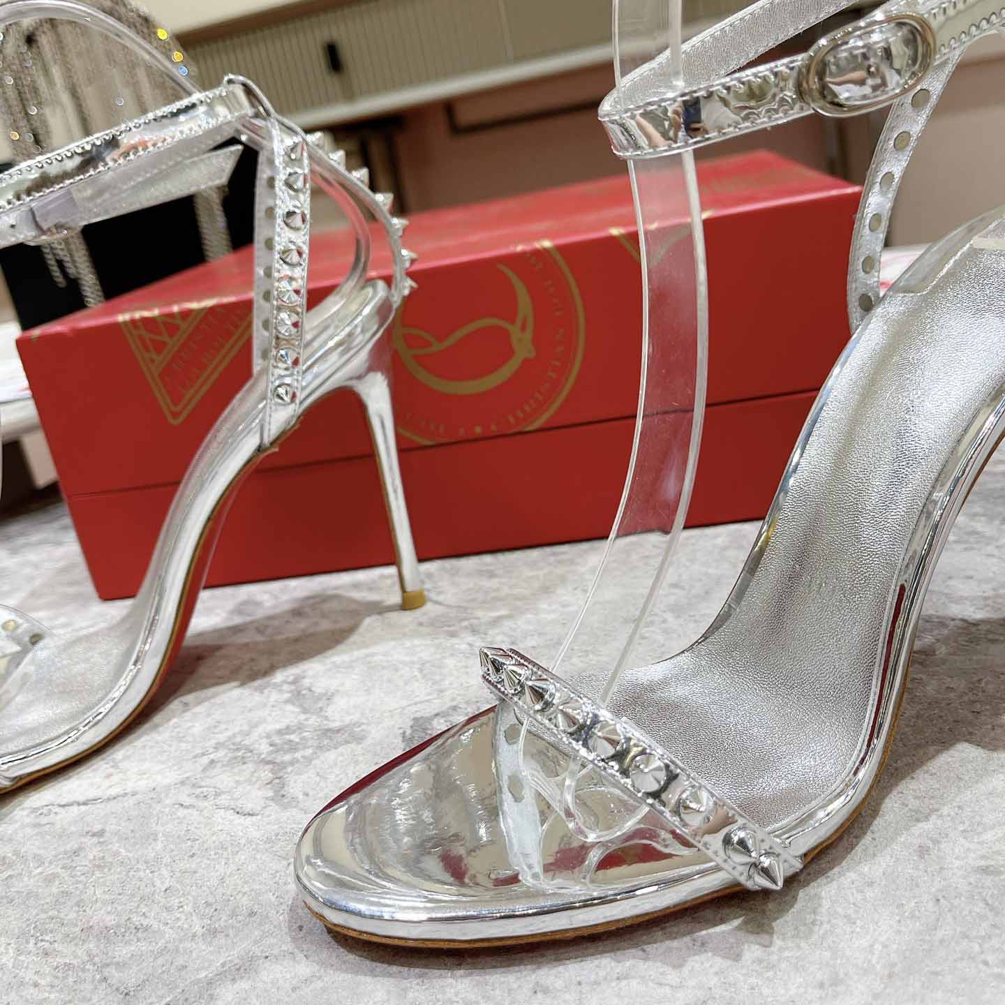 Christian Louboutin Nudes Rosalie Leather Sandals - FashionPlug