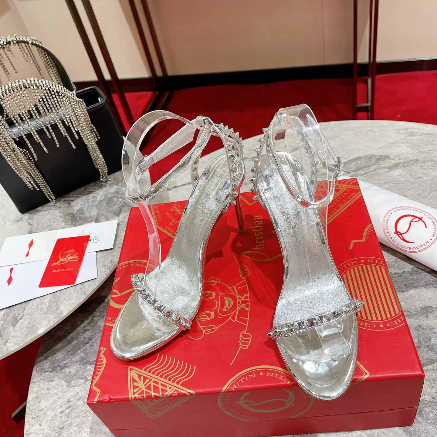 Christian Louboutin Nudes Rosalie Leather Sandals - FashionPlug