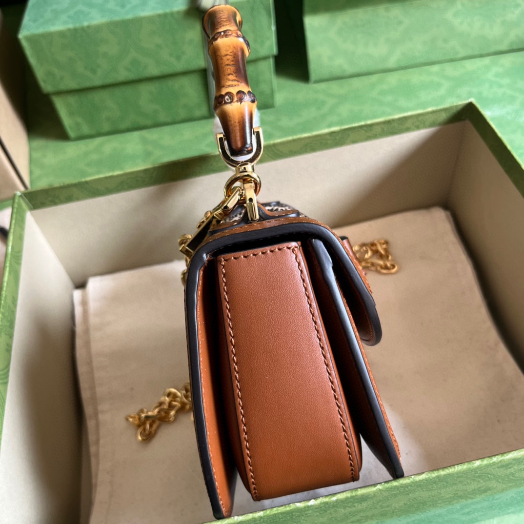 Gucci Bamboo 1947 Mini Top Handle Bag(17-12.5-8cm)   - FashionPlug