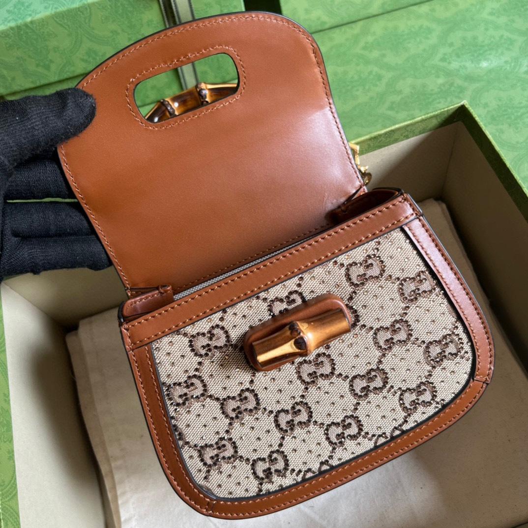 Gucci Bamboo 1947 Mini Top Handle Bag(17-12.5-8cm)   - FashionPlug