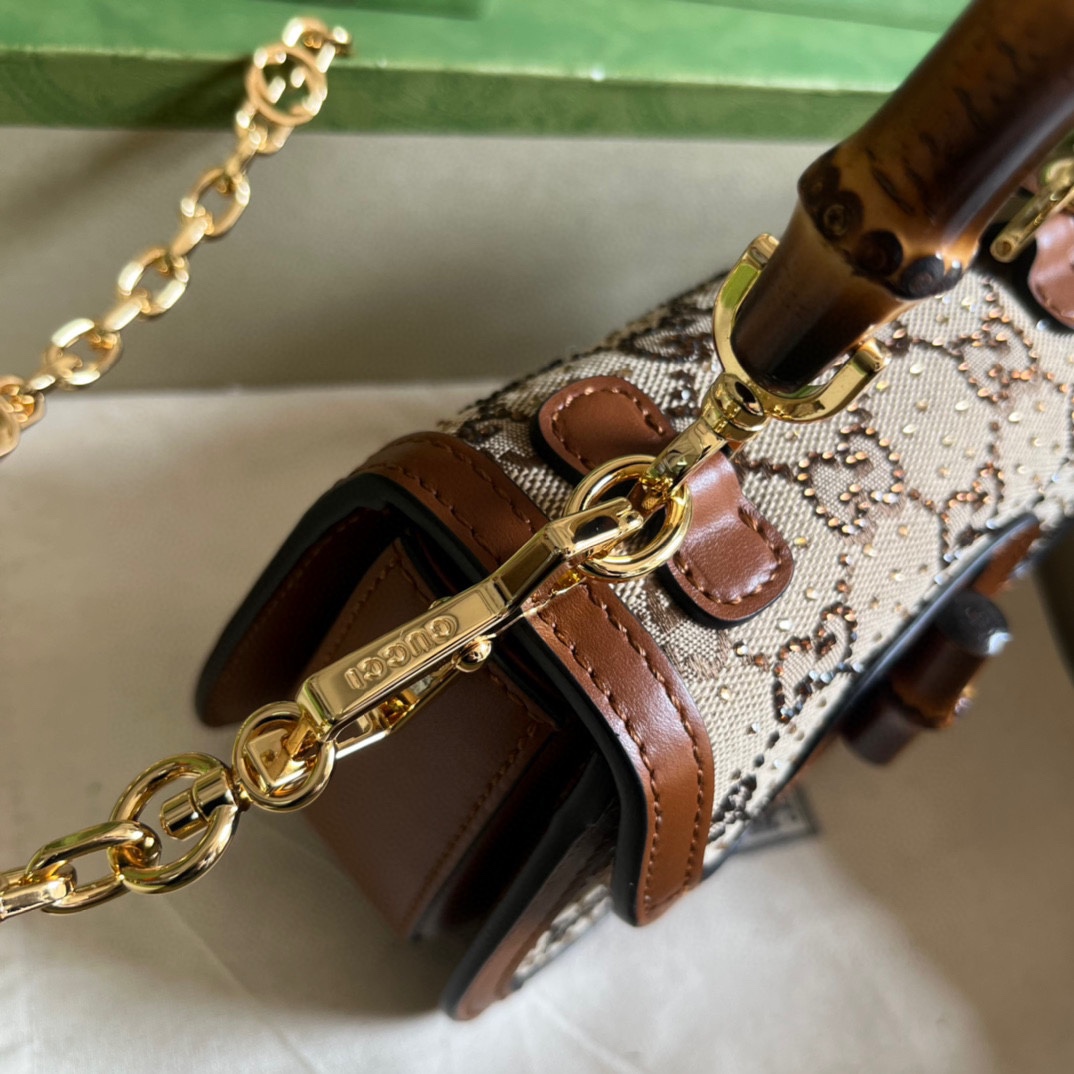 Gucci Bamboo 1947 Mini Top Handle Bag(17-12.5-8cm)   - FashionPlug