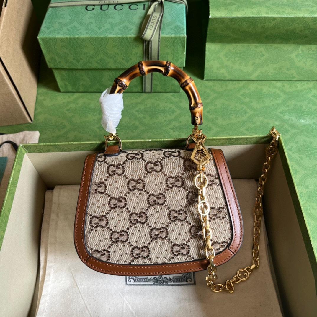 Gucci Bamboo 1947 Mini Top Handle Bag(17-12.5-8cm)   - FashionPlug