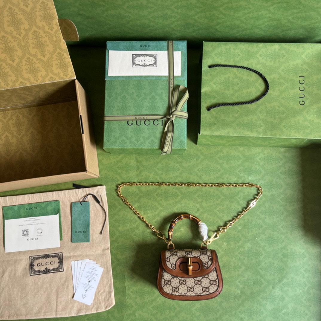 Gucci Bamboo 1947 Mini Top Handle Bag(17-12.5-8cm)   - FashionPlug