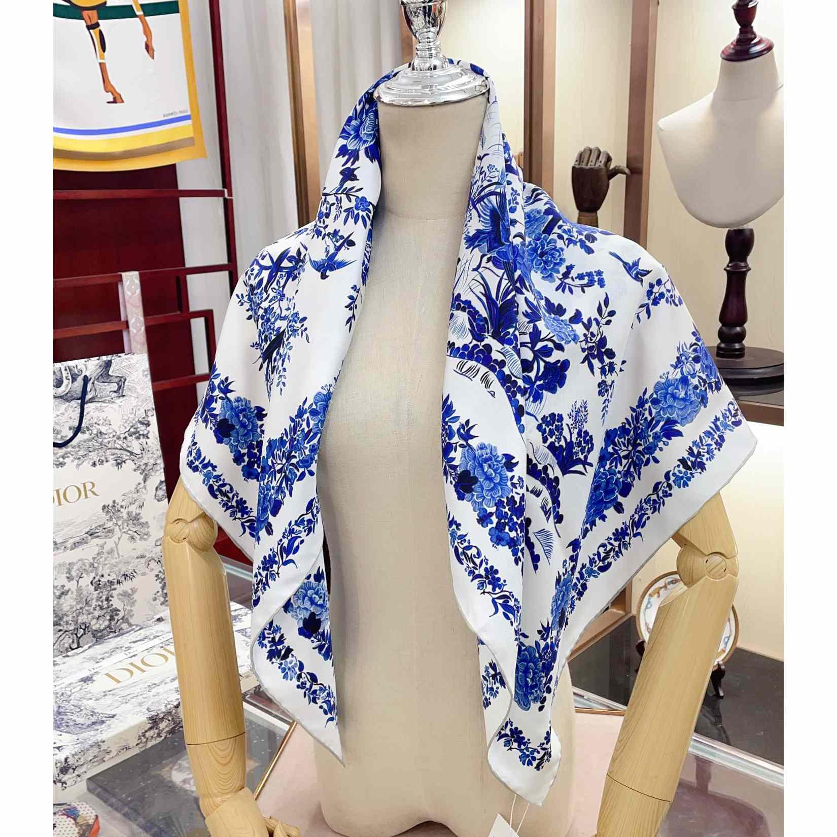 Dior Jardin d'Hiver 90 Square Scarf - FashionPlug