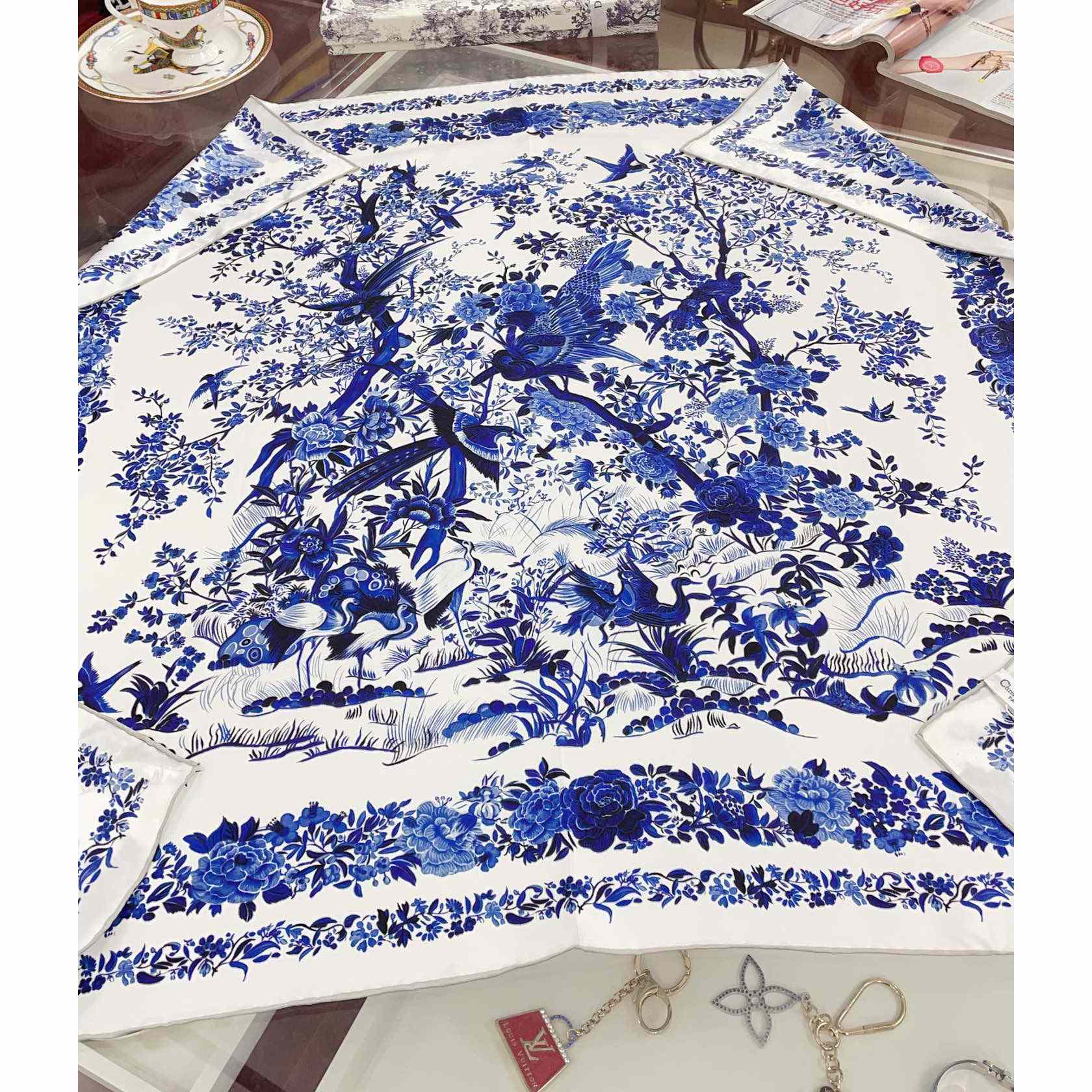 Dior Jardin d'Hiver 90 Square Scarf - FashionPlug