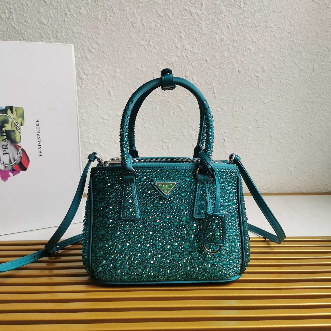 Prada Galleria satin Mini-Bag With Crystals - FashionPlug