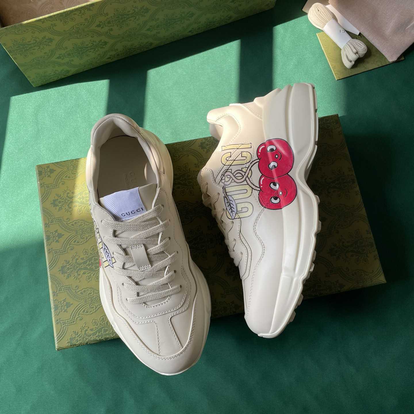 Gucci Rhyton Sneaker With CherryPrint(upon uk size) - FashionPlug