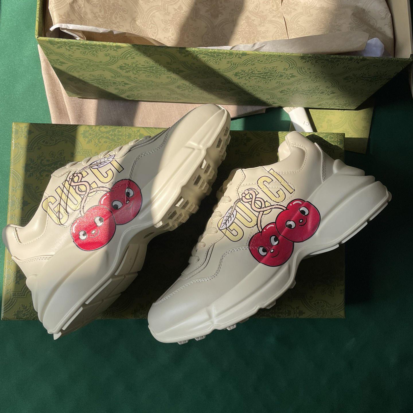 Gucci Rhyton Sneaker With CherryPrint(upon uk size) - FashionPlug