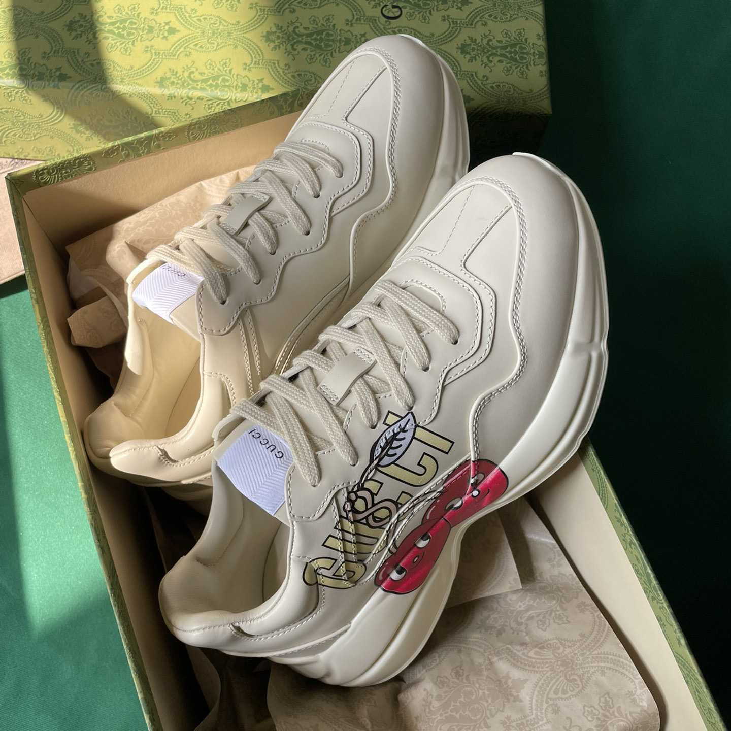 Gucci Rhyton Sneaker With CherryPrint(upon uk size) - FashionPlug