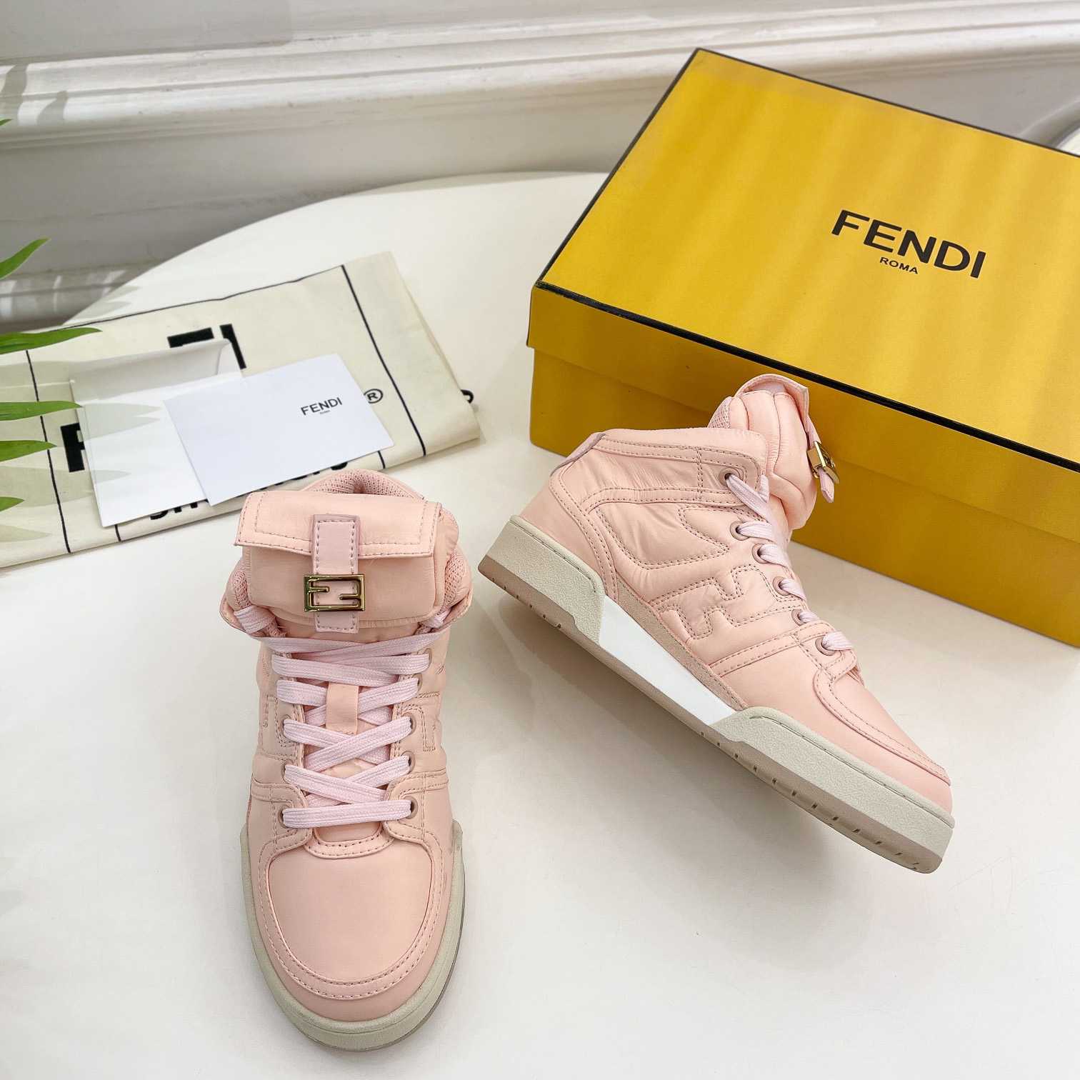 Fendi Match Pink Nylon High-Tops Sneaker - FashionPlug