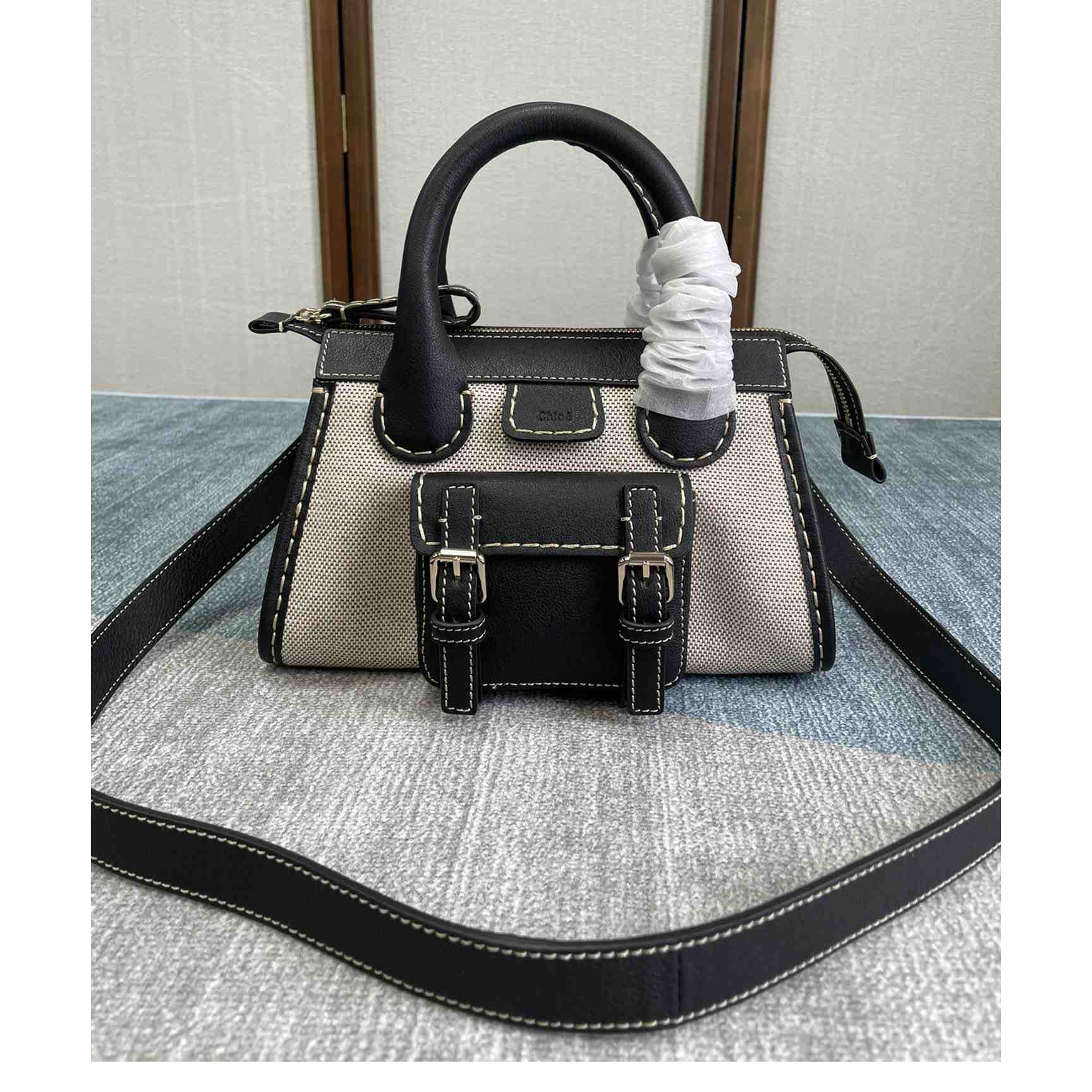 Chloe Edith Beige Black Mini In Shoulder Bags(26.5-16-11cm) - FashionPlug
