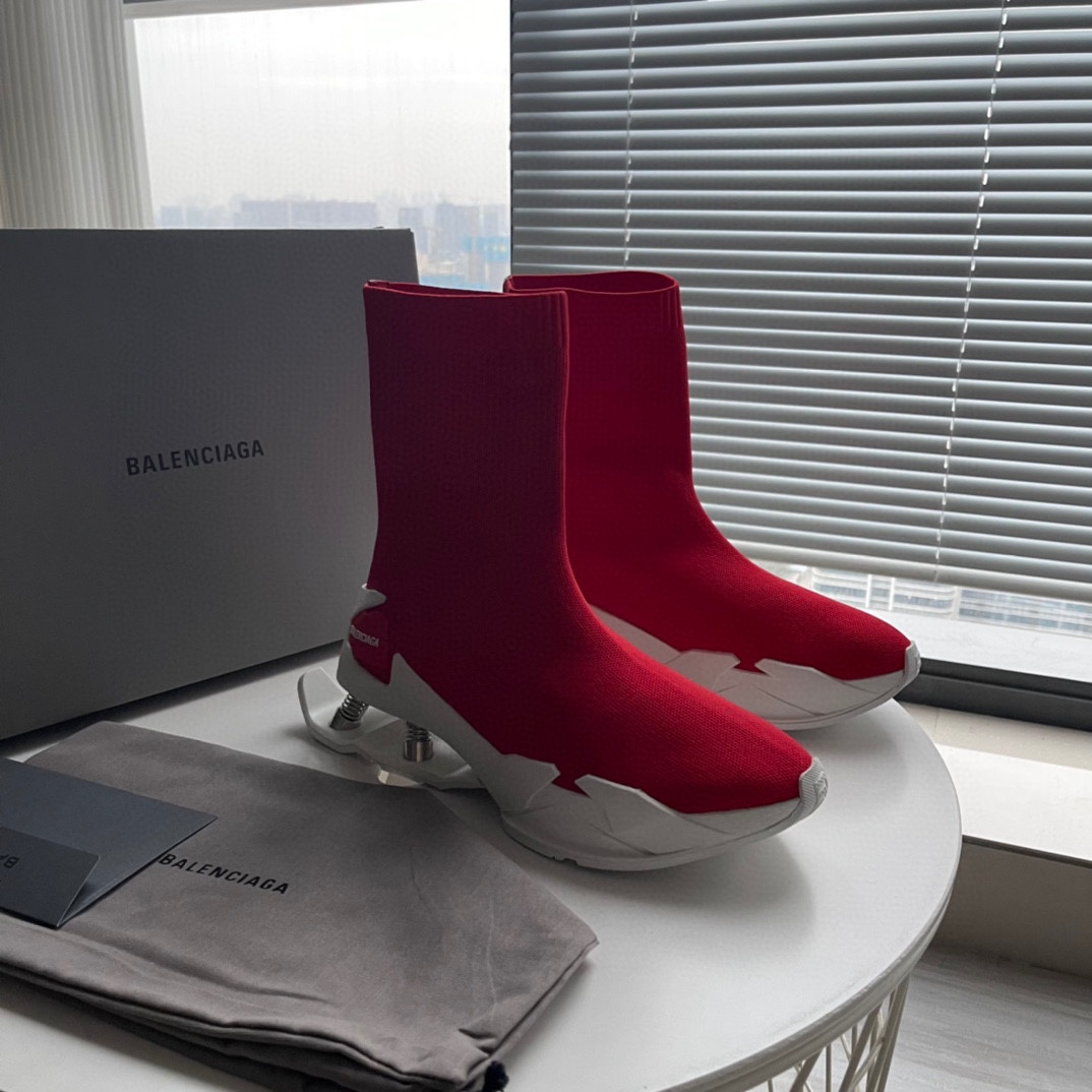 Balenciaga Speed Sneaker In Red - FashionPlug
