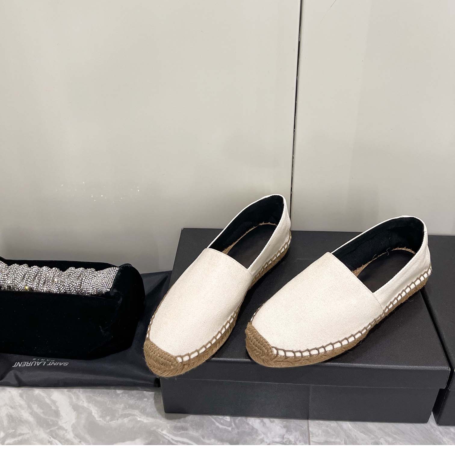 Saint Laurent Cassandre Embroidered Espadrilles In Canvas - FashionPlug