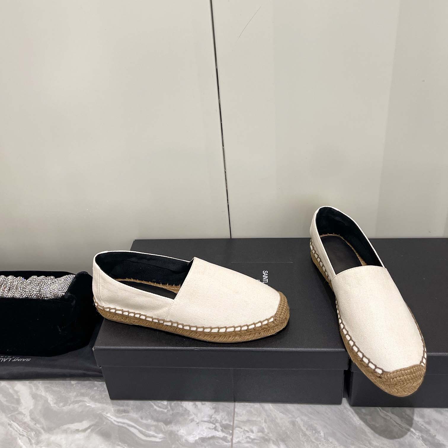 Saint Laurent Cassandre Embroidered Espadrilles In Canvas - FashionPlug