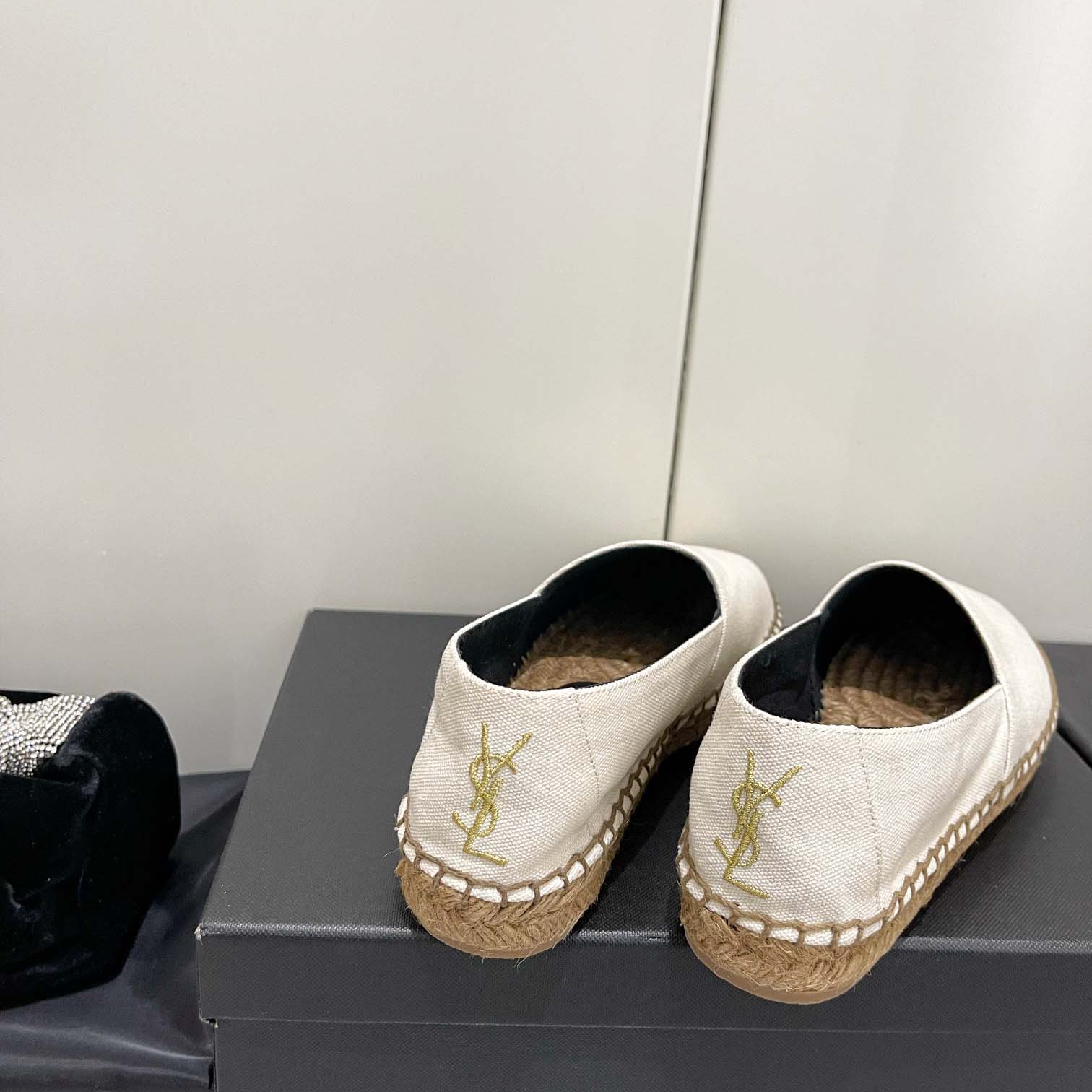 Saint Laurent Cassandre Embroidered Espadrilles In Canvas - FashionPlug