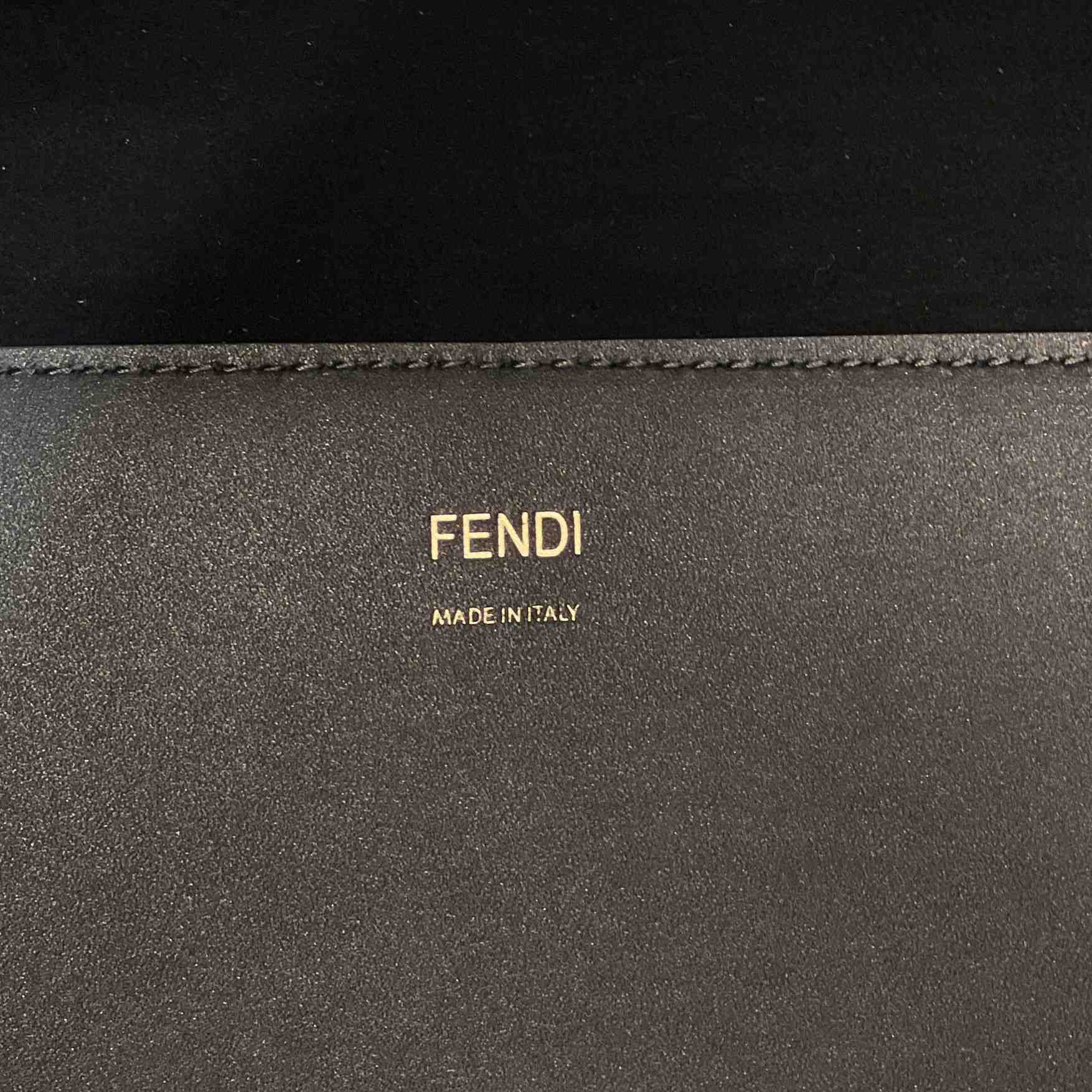 Fendi Sunshine Medium Dark Gray Leather And Elaphe Shopper - FashionPlug