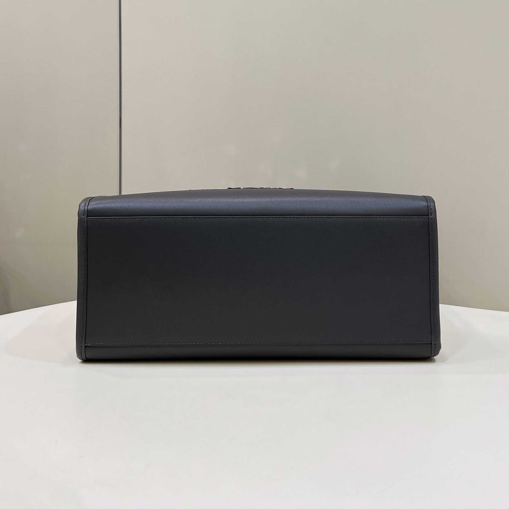 Fendi Sunshine Medium Dark Gray Leather And Elaphe Shopper - FashionPlug