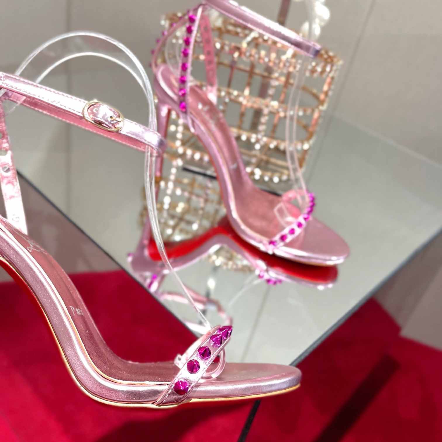 Christian Louboutin Nudes Rosalie Leather Sandals - FashionPlug