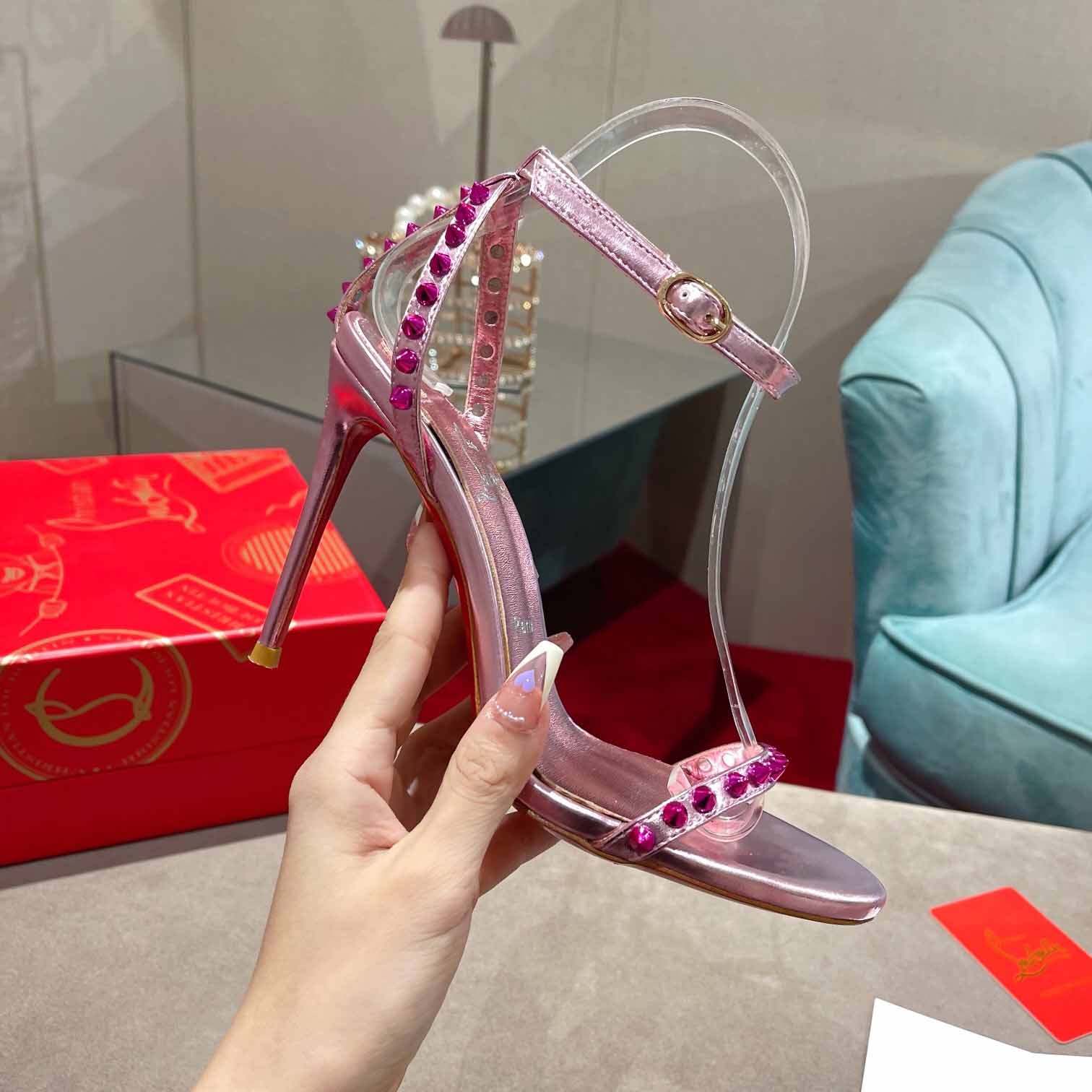 Christian Louboutin Nudes Rosalie Leather Sandals - FashionPlug