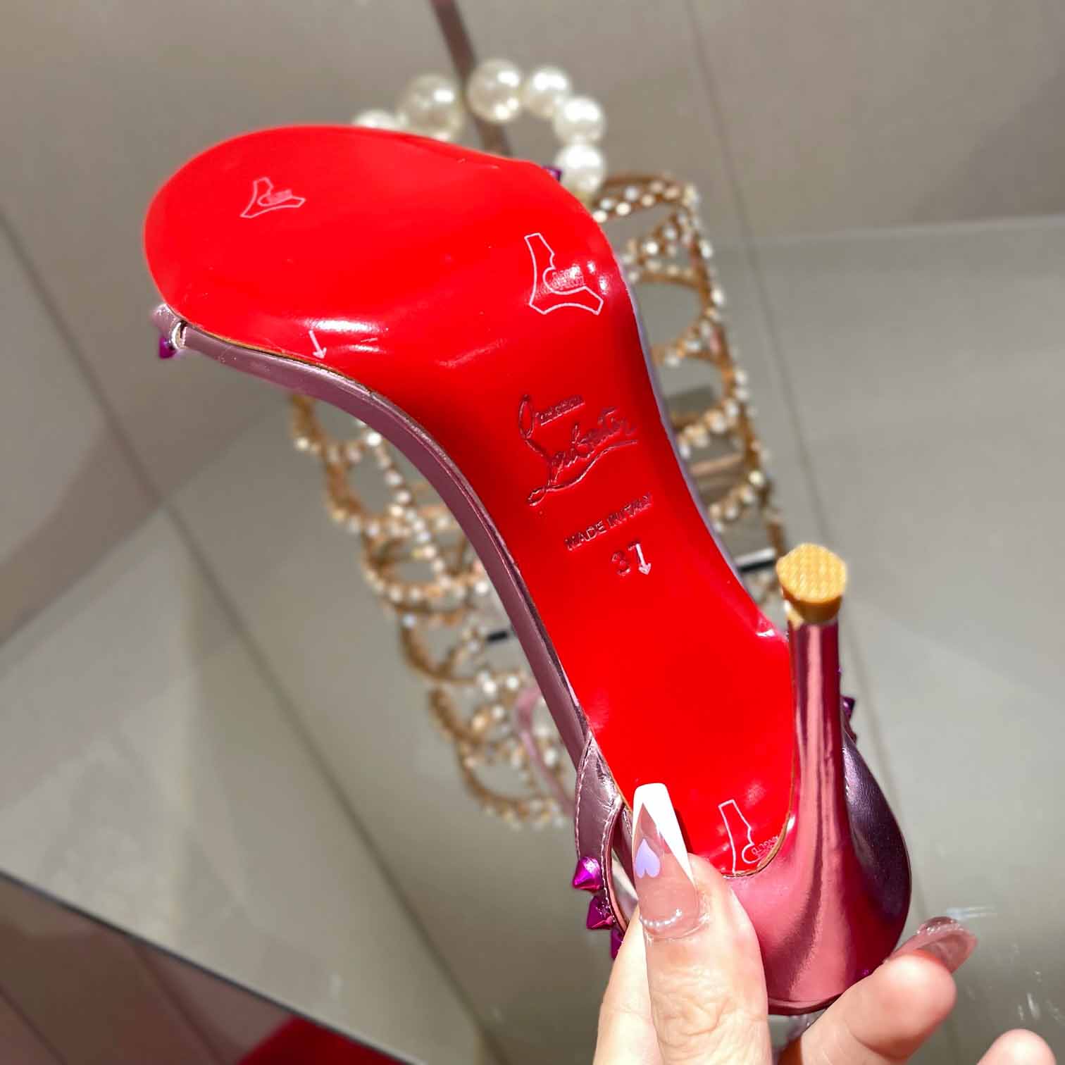 Christian Louboutin Nudes Rosalie Leather Sandals - FashionPlug