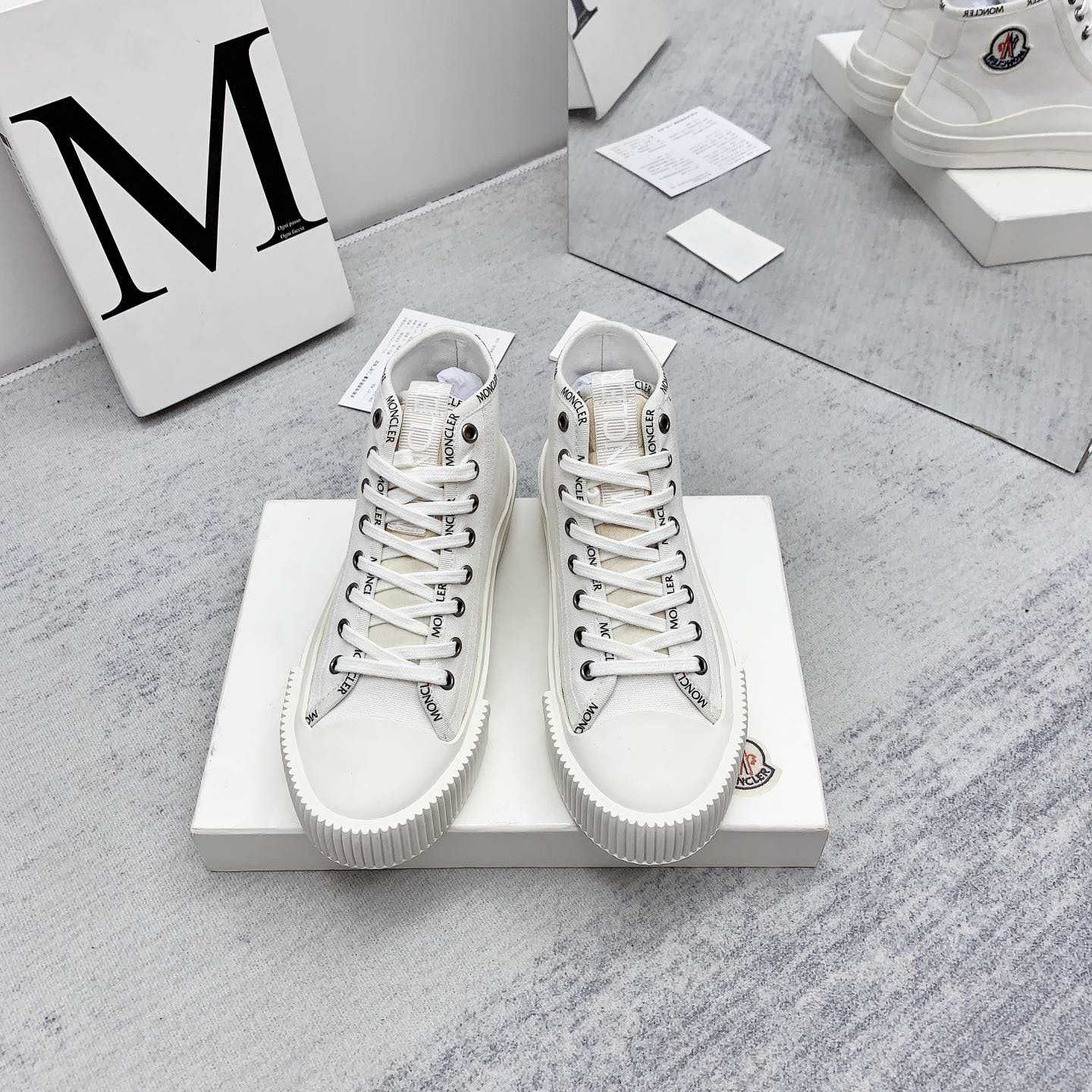 Moncler White Lissex Sneakers - FashionPlug