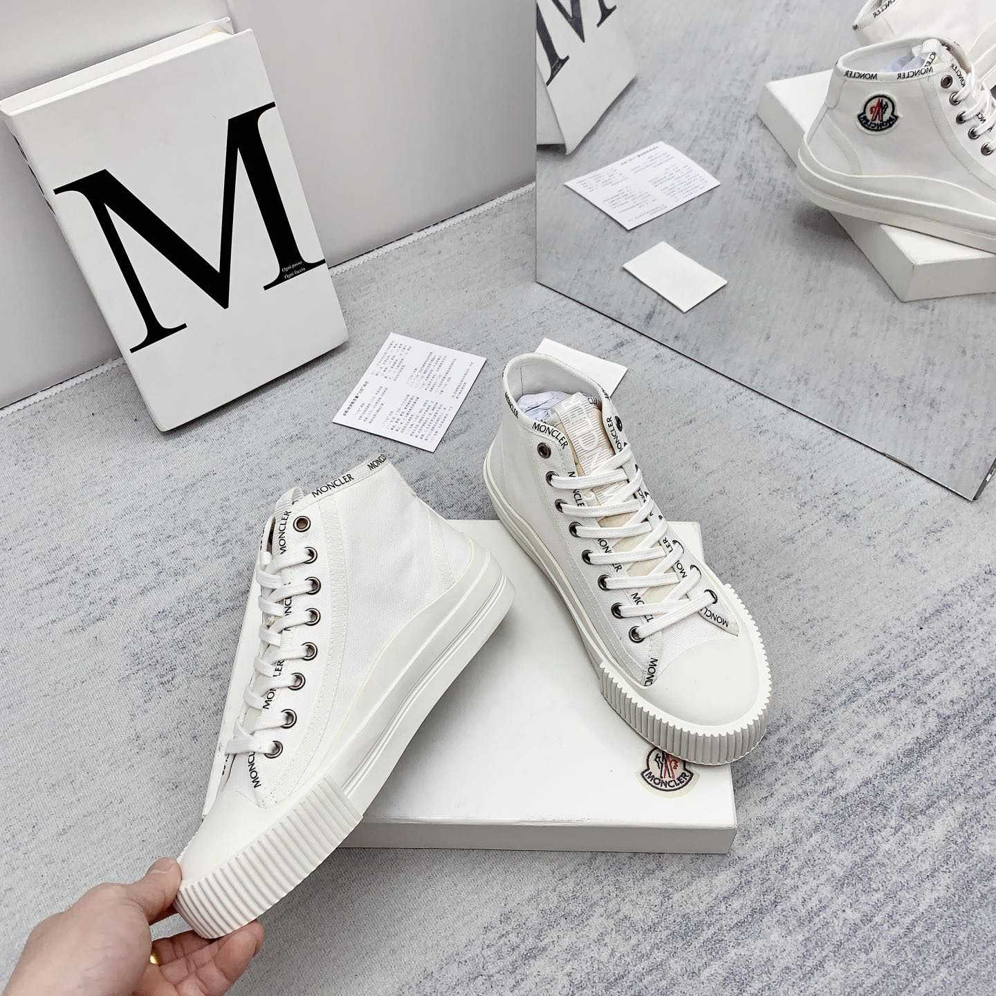 Moncler White Lissex Sneakers - FashionPlug