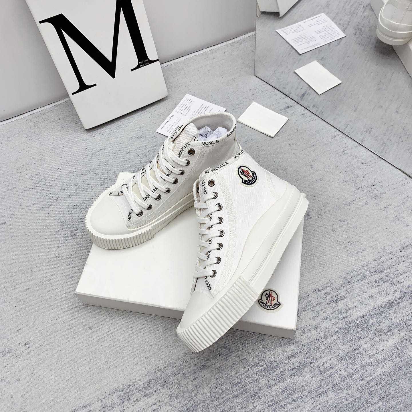 Moncler White Lissex Sneakers - FashionPlug