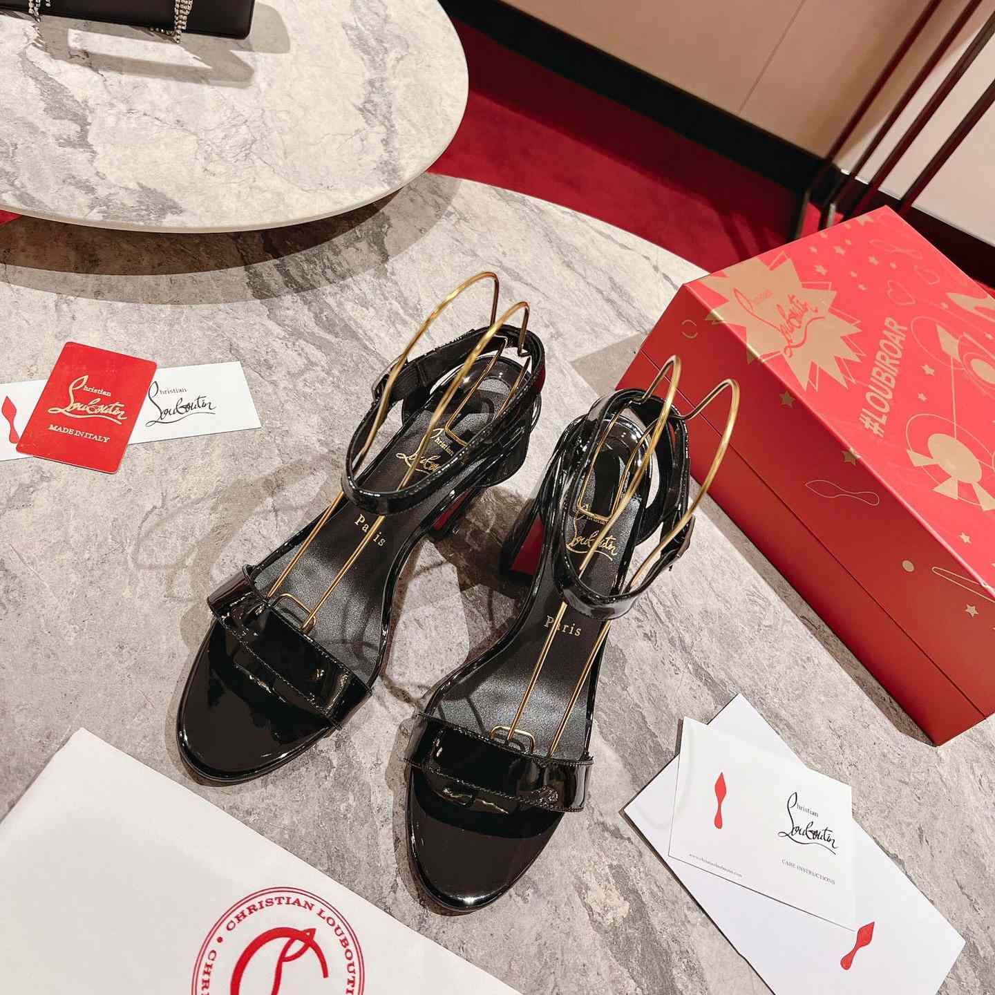 Christian Louboutin Miss Sabina Patent Sandals 85 - FashionPlug
