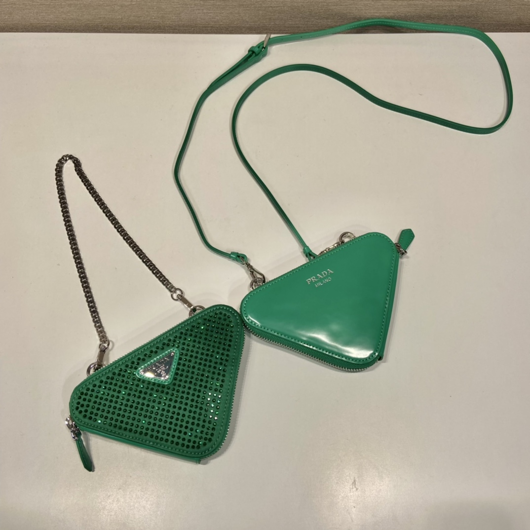 Prada Embellished Satin And Leather Mini-Pouch - FashionPlug