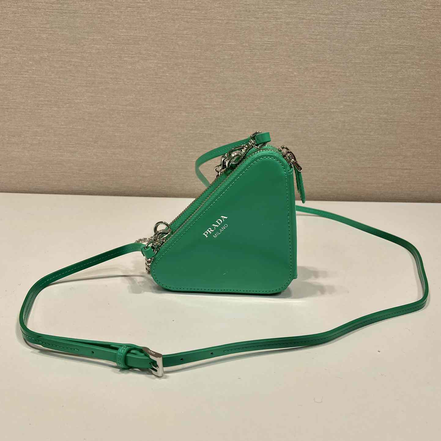 Prada Embellished Satin And Leather Mini-Pouch - FashionPlug