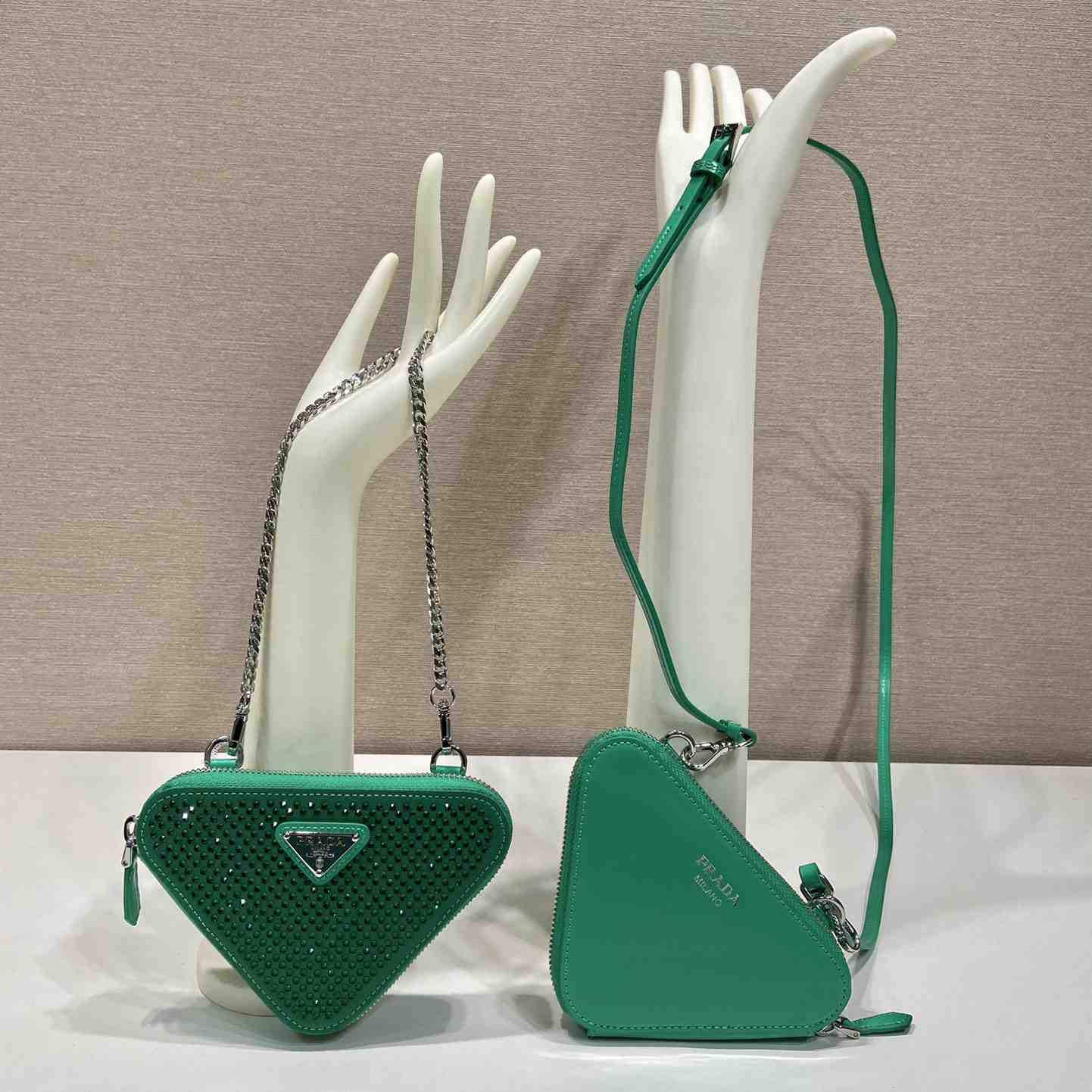 Prada Embellished Satin And Leather Mini-Pouch - FashionPlug