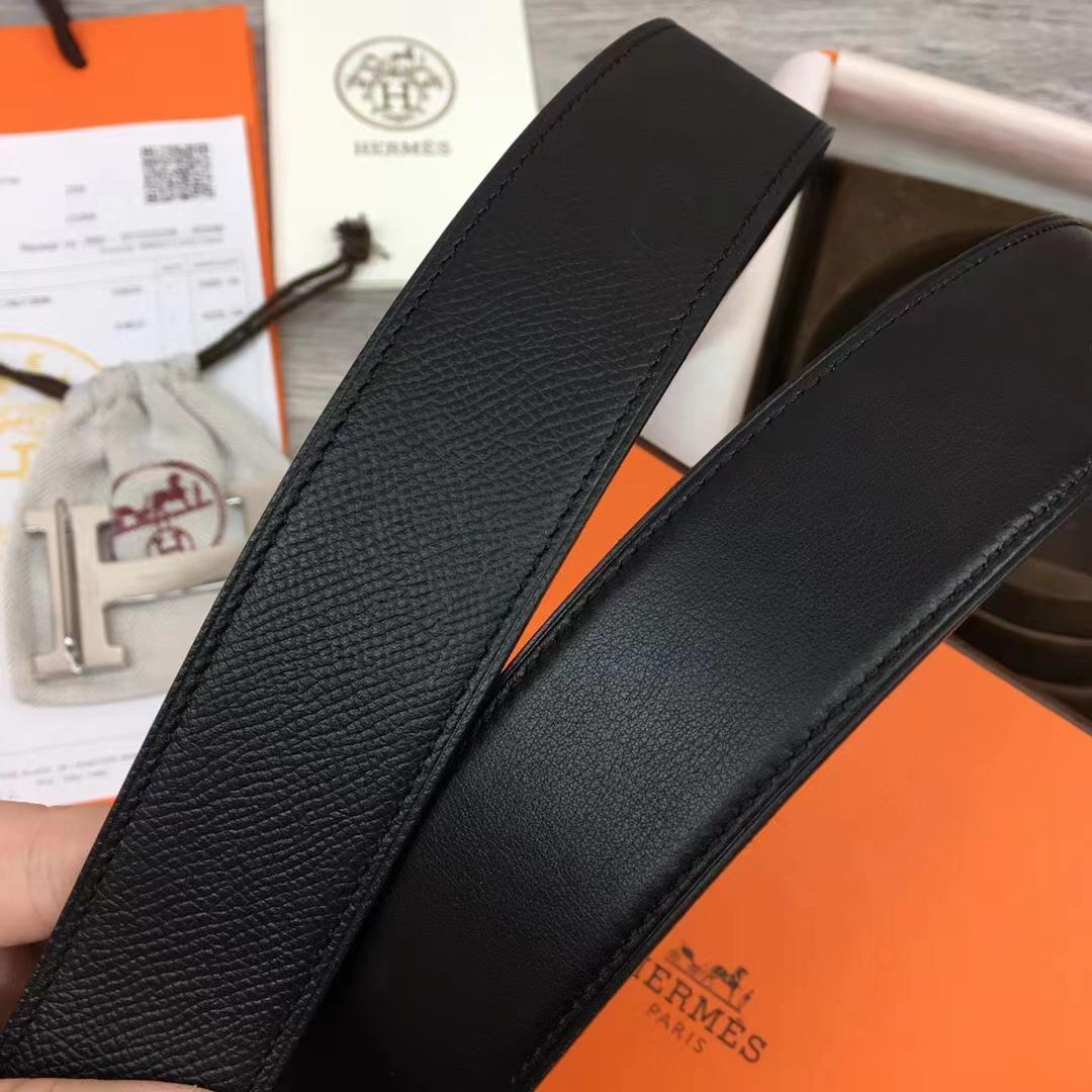 Hermes Black Leather Belt - FashionPlug