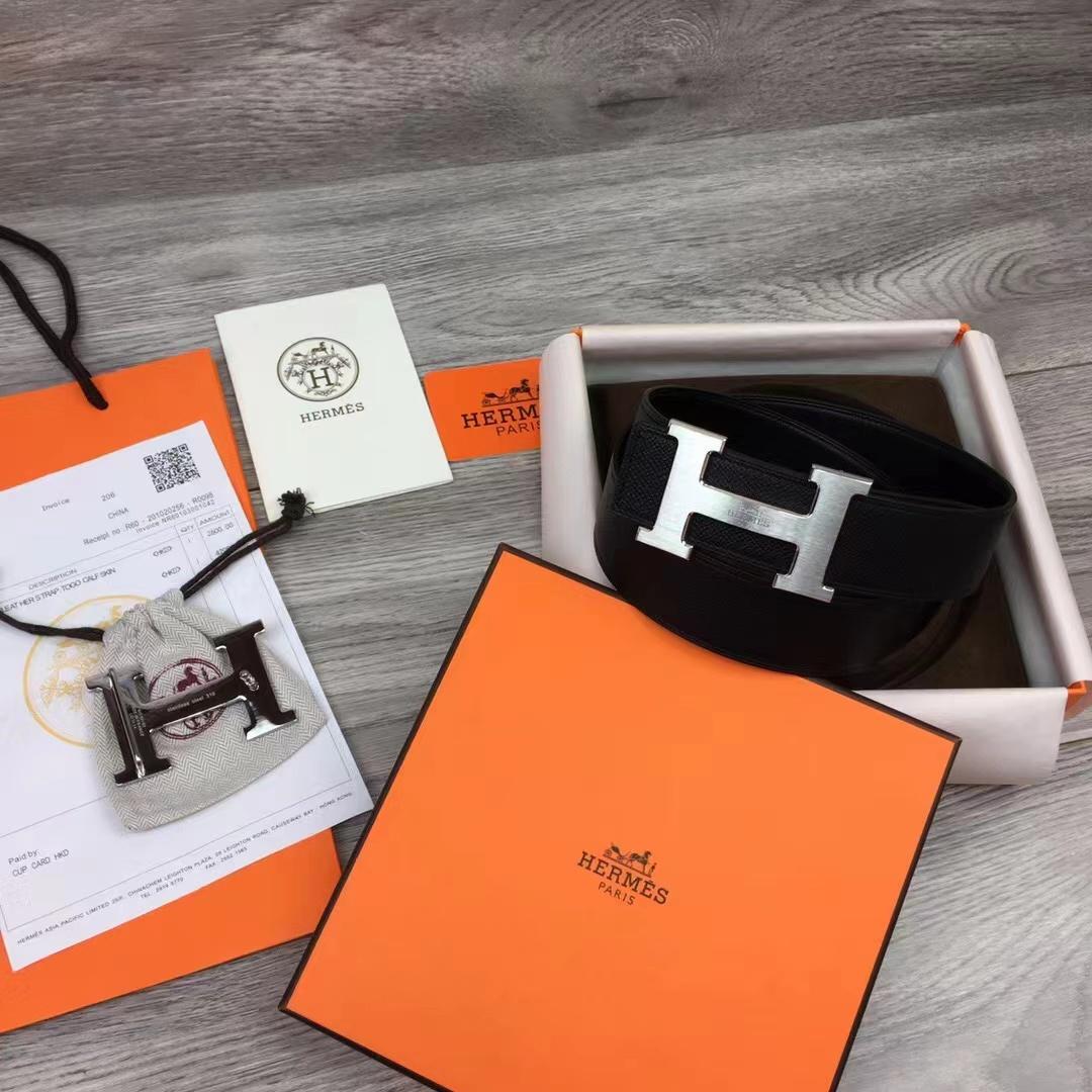 Hermes Black Leather Belt - FashionPlug