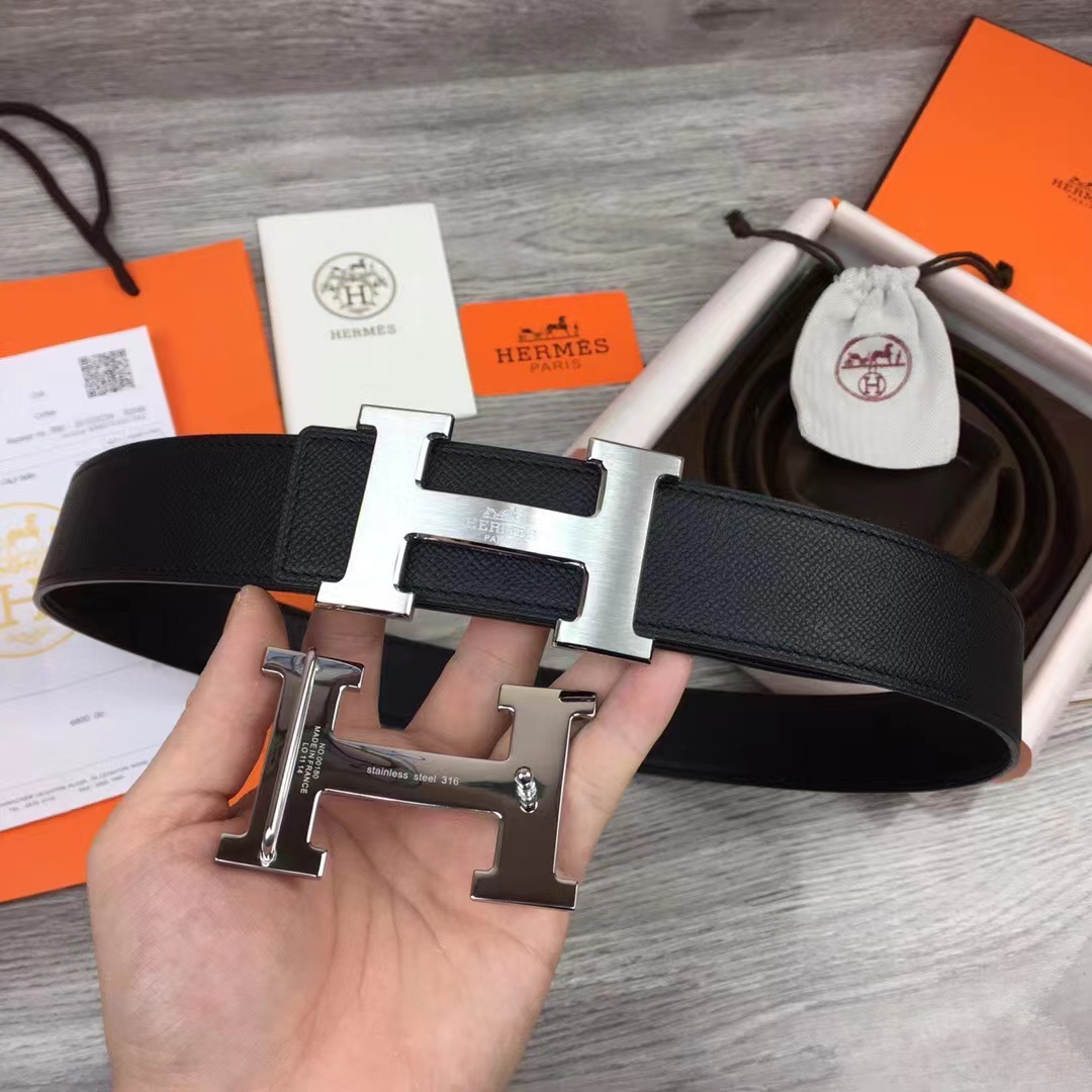 Hermes Black Leather Belt - FashionPlug
